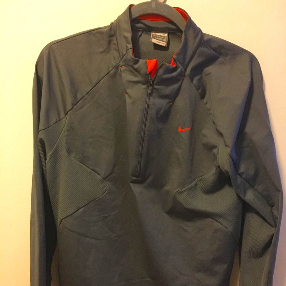 Nike Men's Gray Performance Jacket with Red Accents